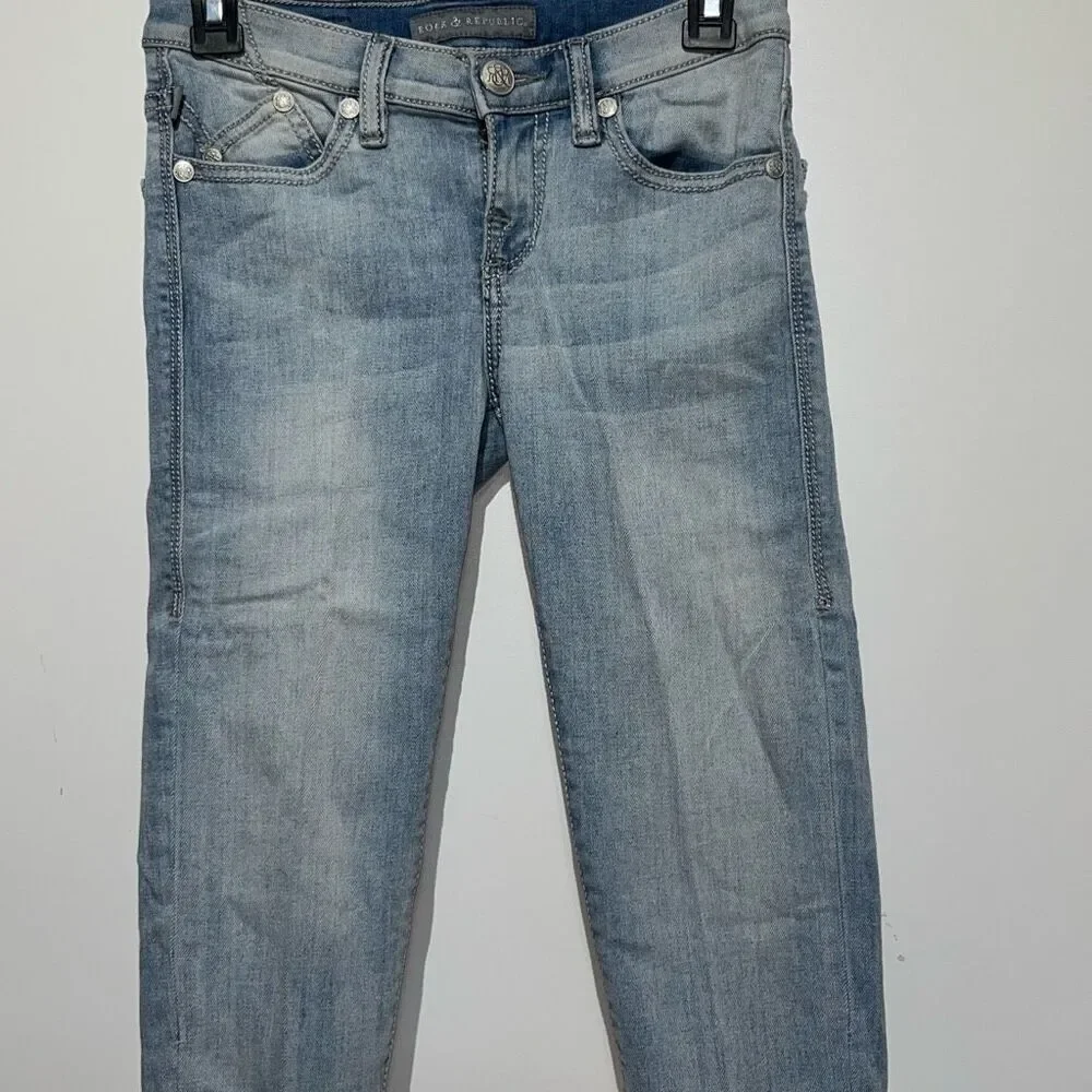 Rock & Republic‎ Women's Blue Roskilde Low Rise Cropped Capri Denim Jeans Size 0